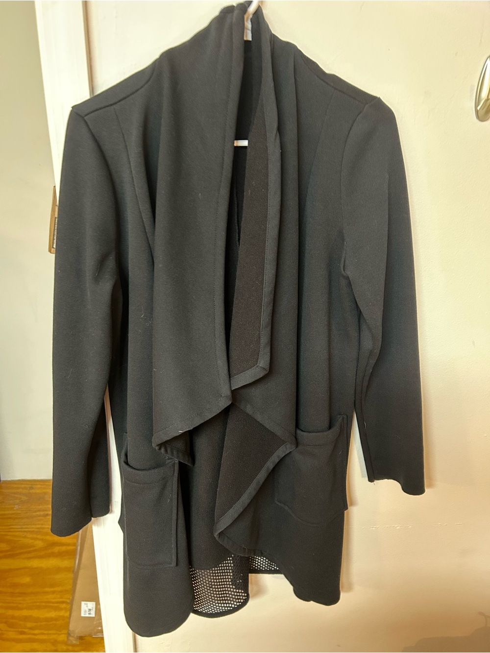 Fabletics Black Draped Open-Front Blazer